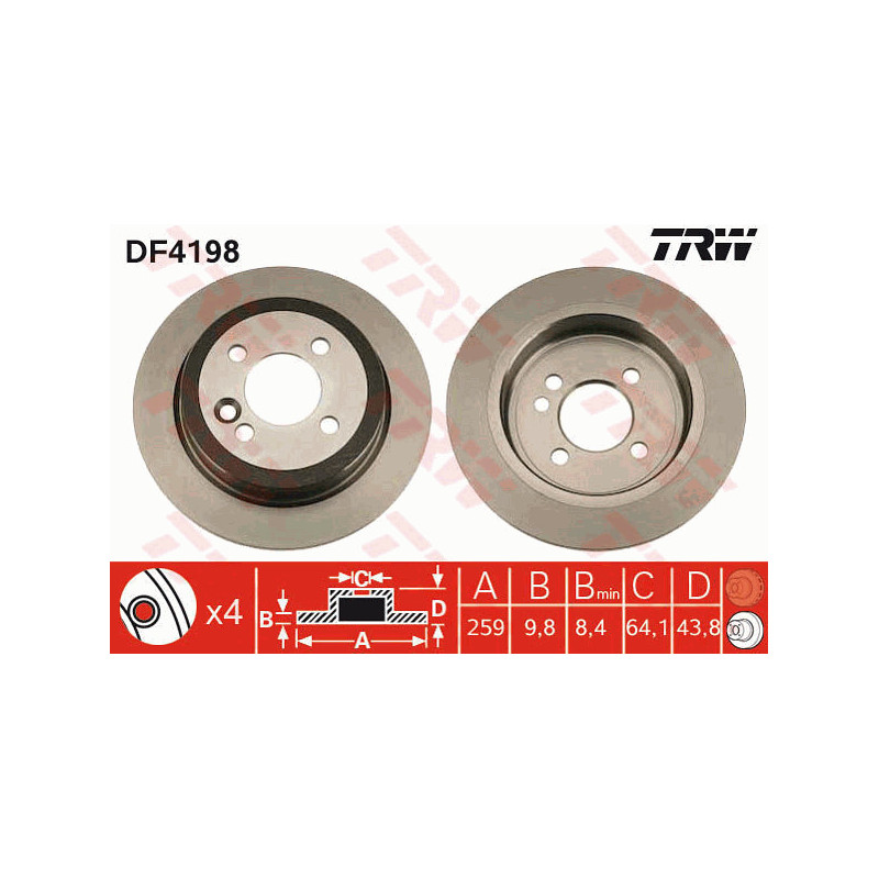 Jeu de 2 disques de frein TRW