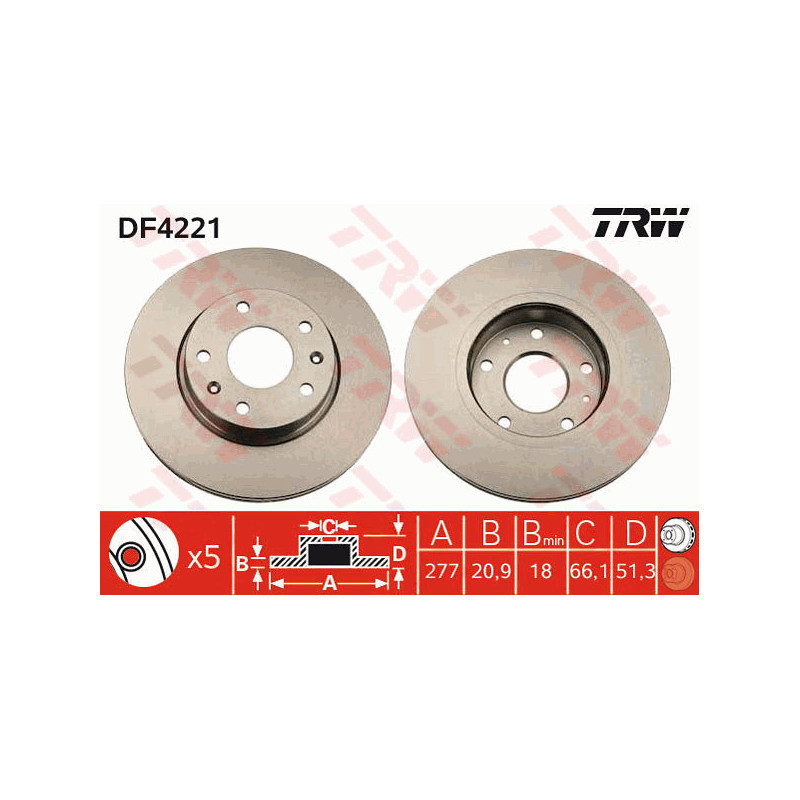 Jeu de 2 disques de frein TRW