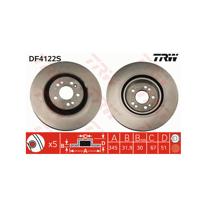 Jeu de 2 disques de frein TRW