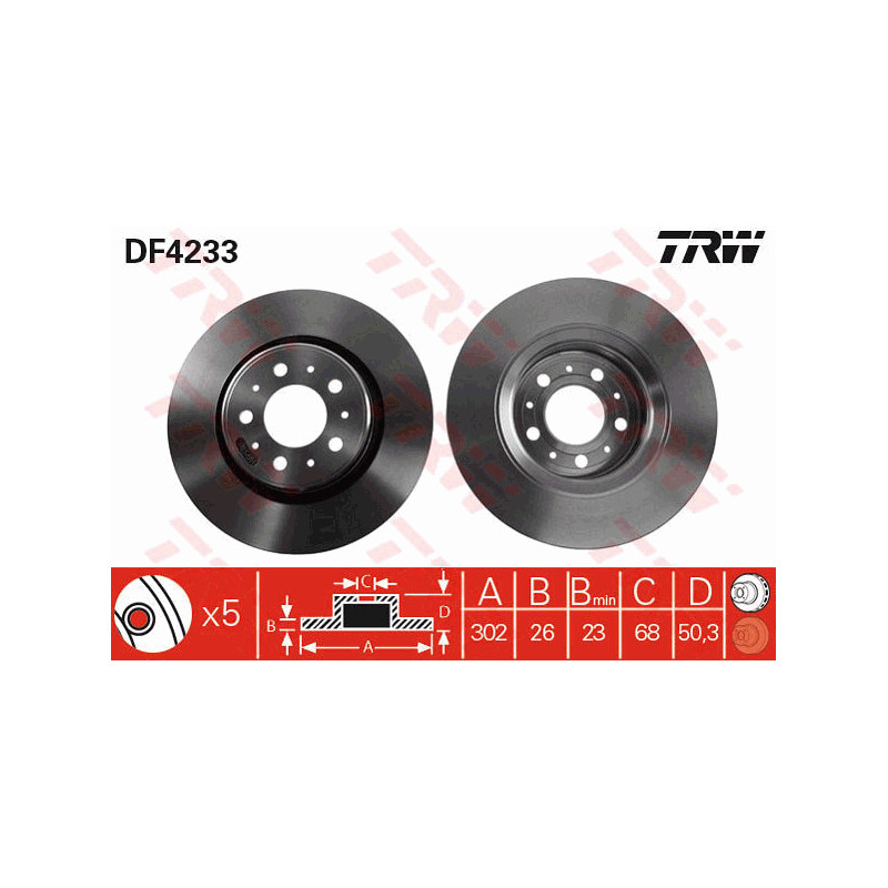 Jeu de 2 disques de frein TRW