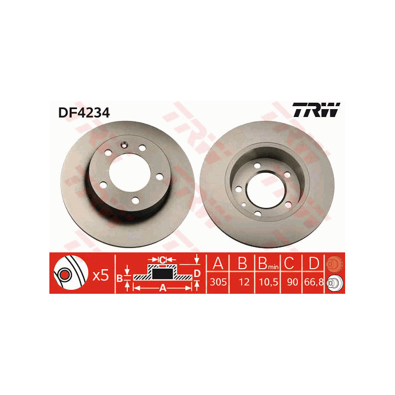 Jeu de 2 disques de frein TRW