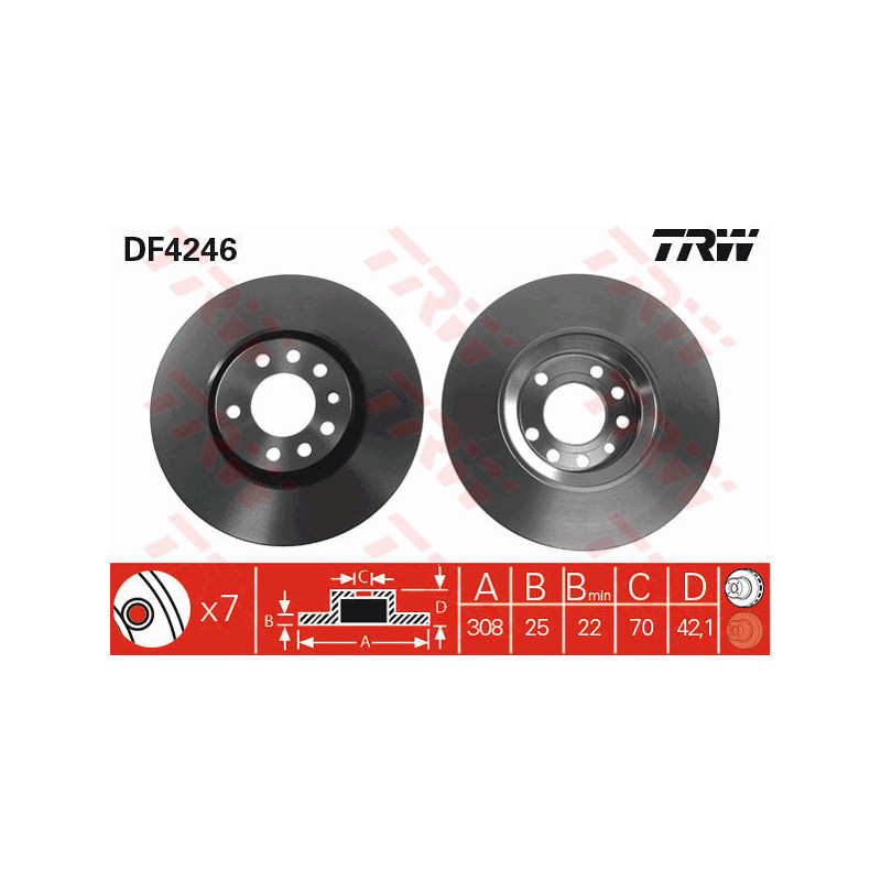 Jeu de 2 disques de frein TRW