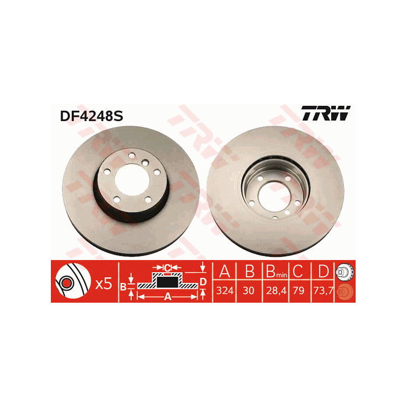 Jeu de 2 disques de frein TRW