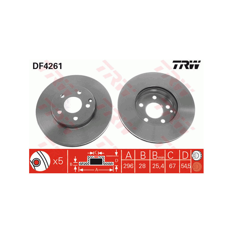 Jeu de 2 disques de frein TRW