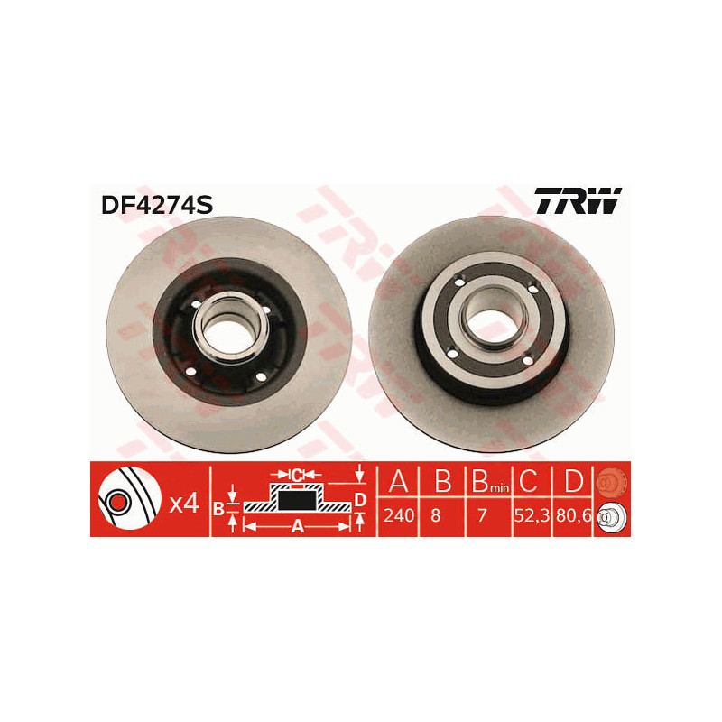 Jeu de 2 disques de frein TRW