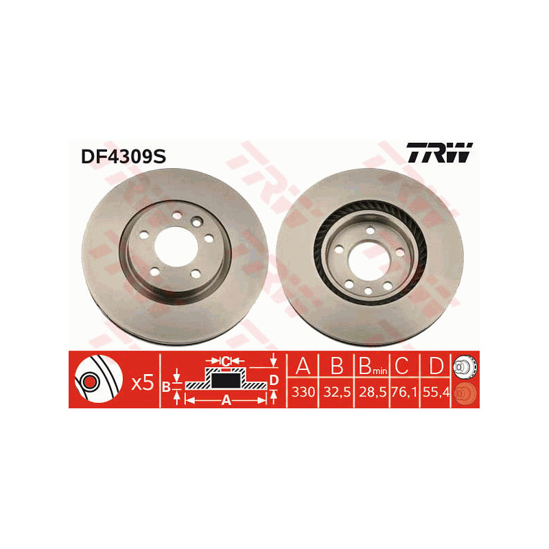 Jeu de 2 disques de frein TRW