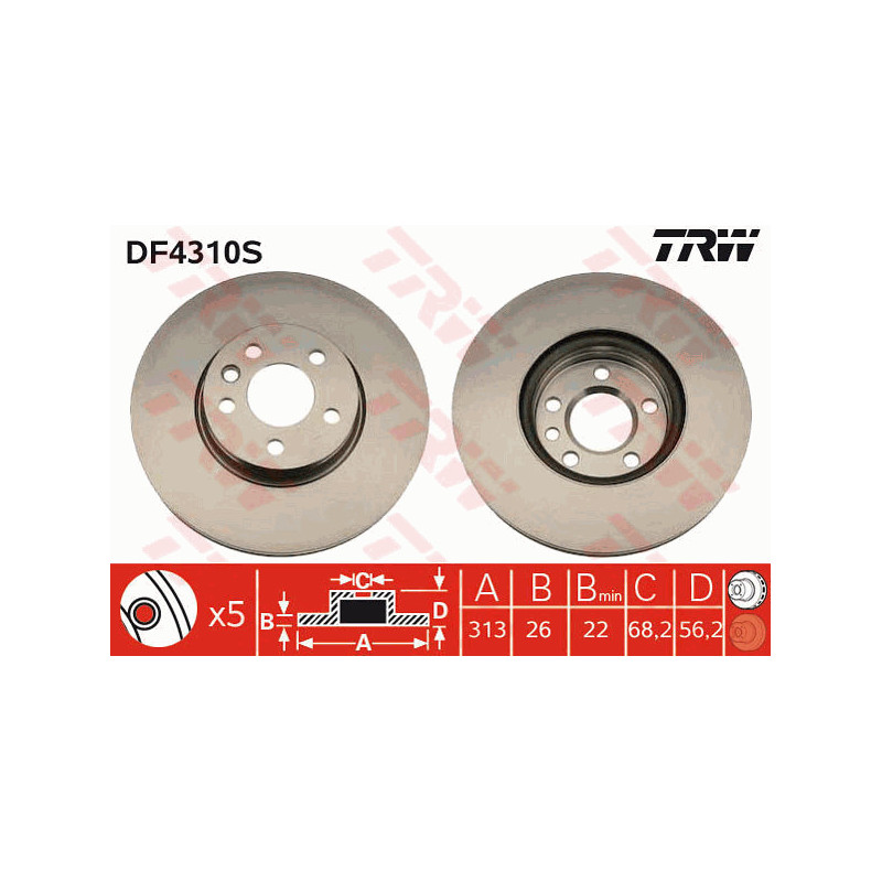 Jeu de 2 disques de frein TRW