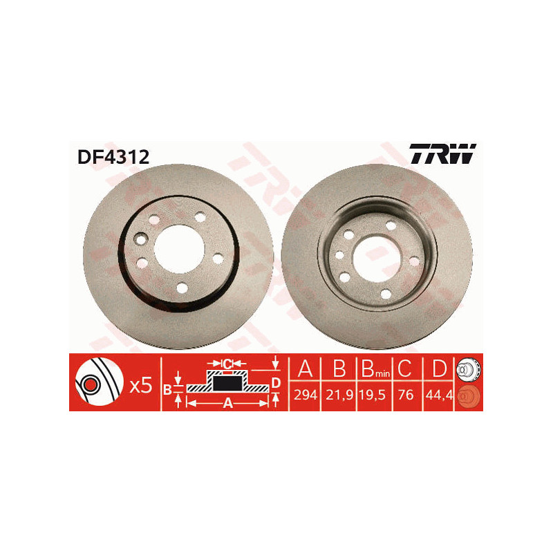 Jeu de 2 disques de frein TRW