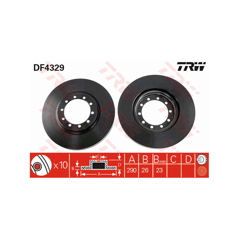 Jeu de 2 disques de frein TRW