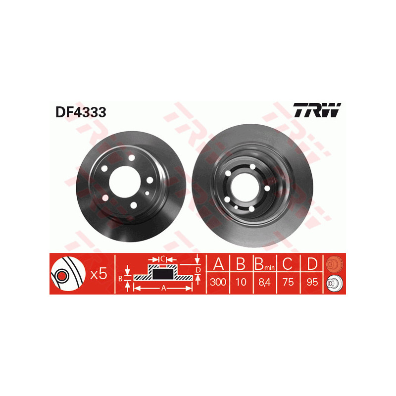 Jeu de 2 disques de frein TRW
