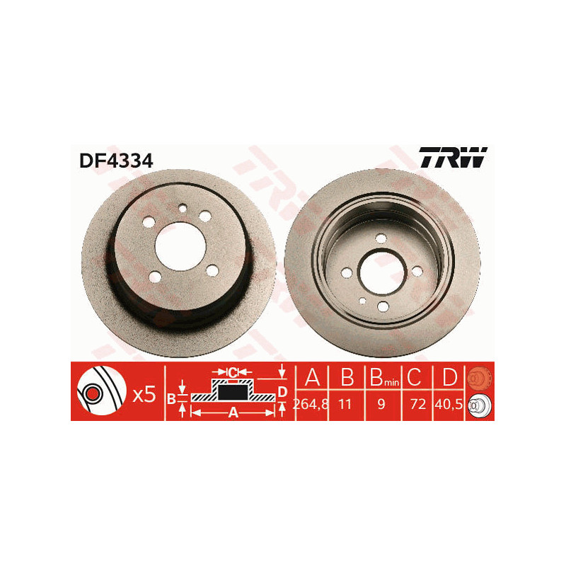 Jeu de 2 disques de frein TRW