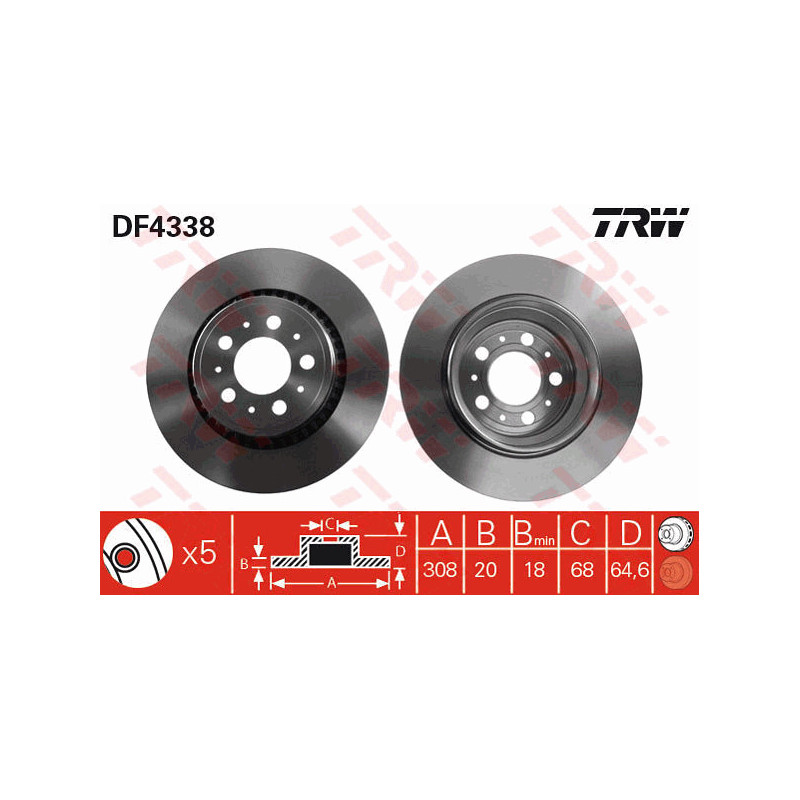 Jeu de 2 disques de frein TRW