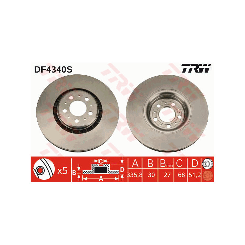 Jeu de 2 disques de frein TRW