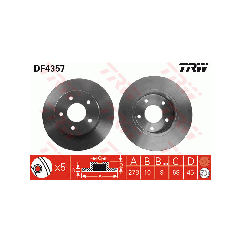 Jeu de 2 disques de frein TRW