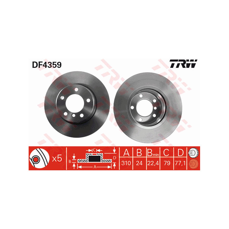 Jeu de 2 disques de frein TRW