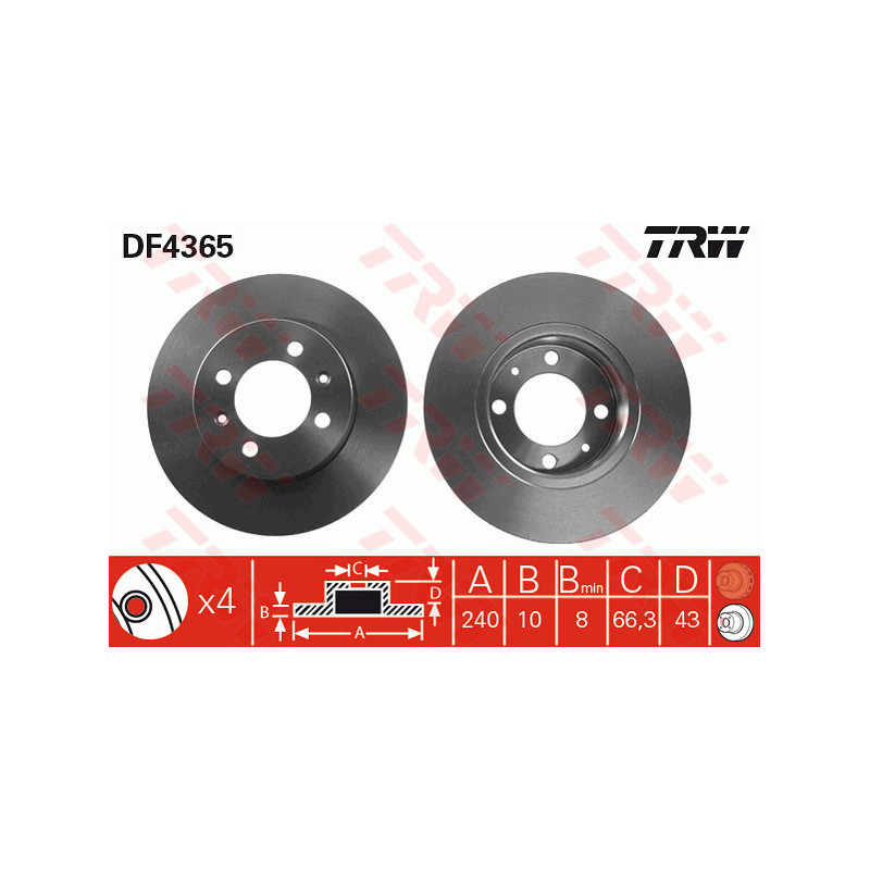 Jeu de 2 disques de frein TRW