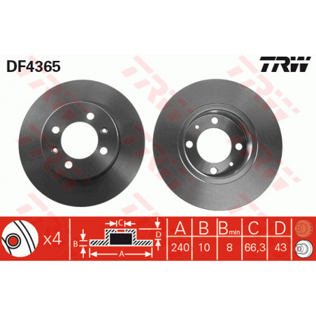 Jeu de 2 disques de frein TRW