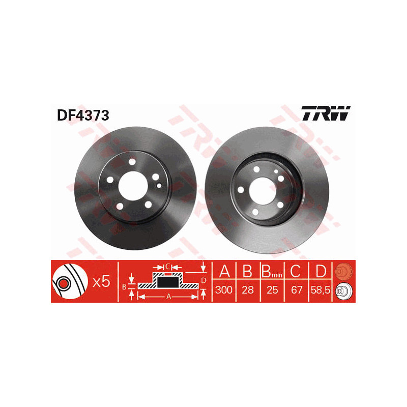 Jeu de 2 disques de frein TRW