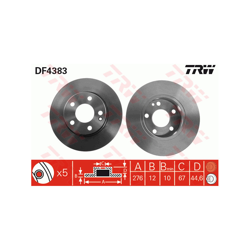 Jeu de 2 disques de frein TRW