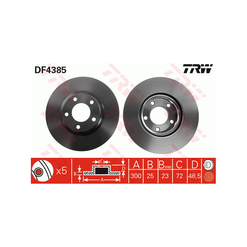 Jeu de 2 disques de frein TRW