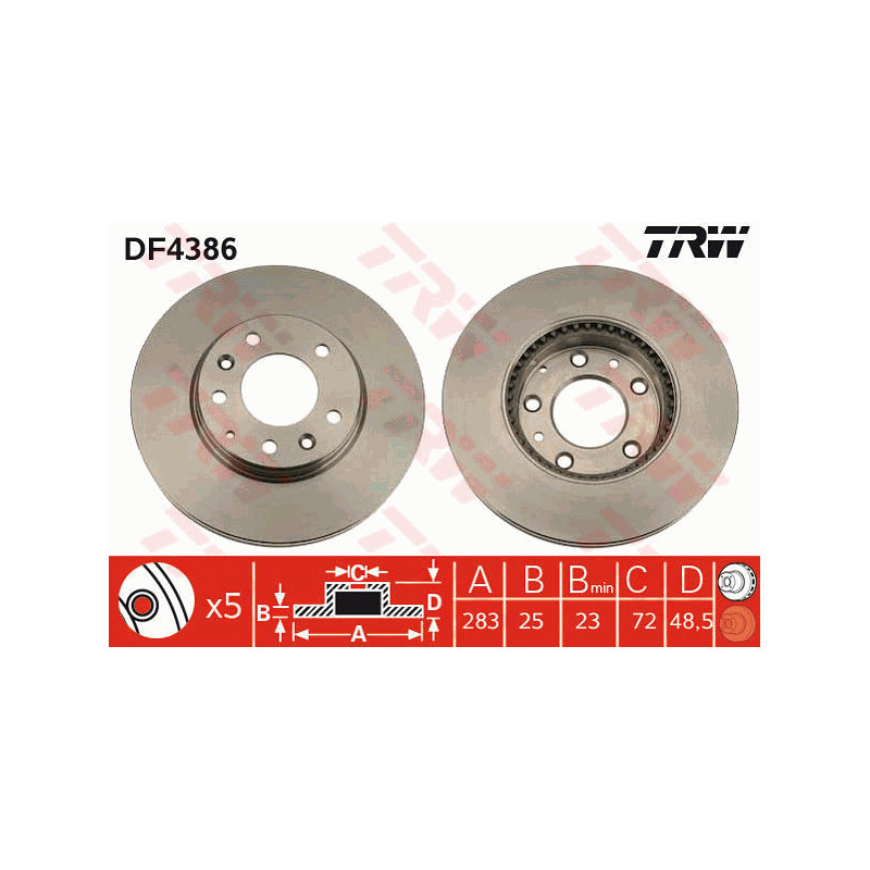 Jeu de 2 disques de frein TRW