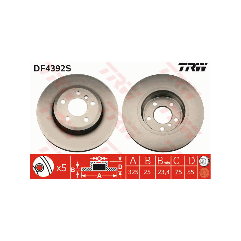 Jeu de 2 disques de frein TRW