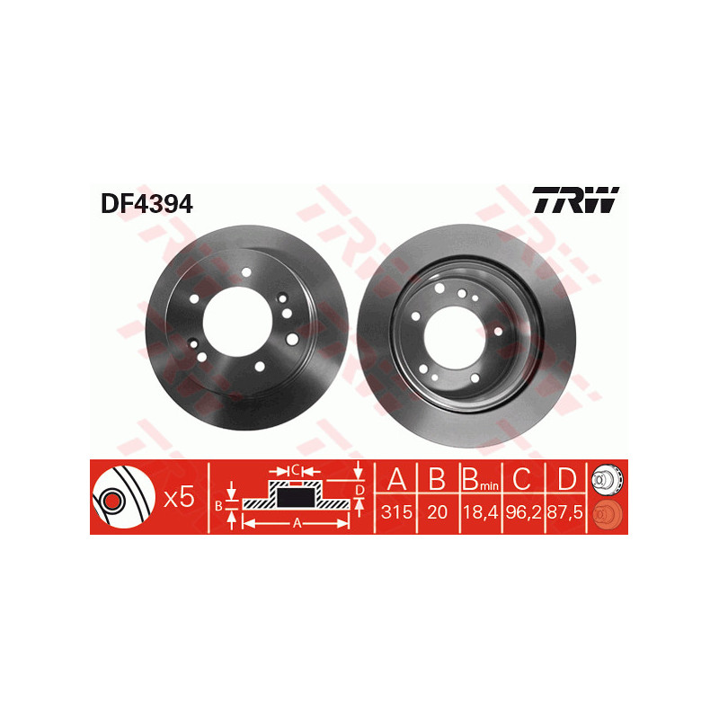 Jeu de 2 disques de frein TRW