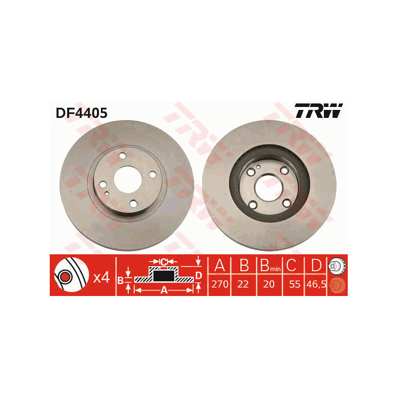 Jeu de 2 disques de frein TRW