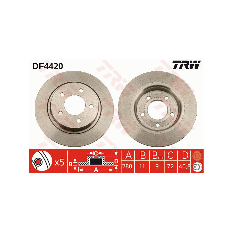 Jeu de 2 disques de frein TRW