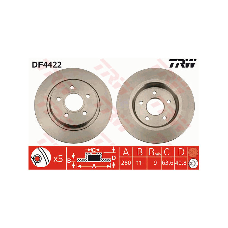 Jeu de 2 disques de frein TRW