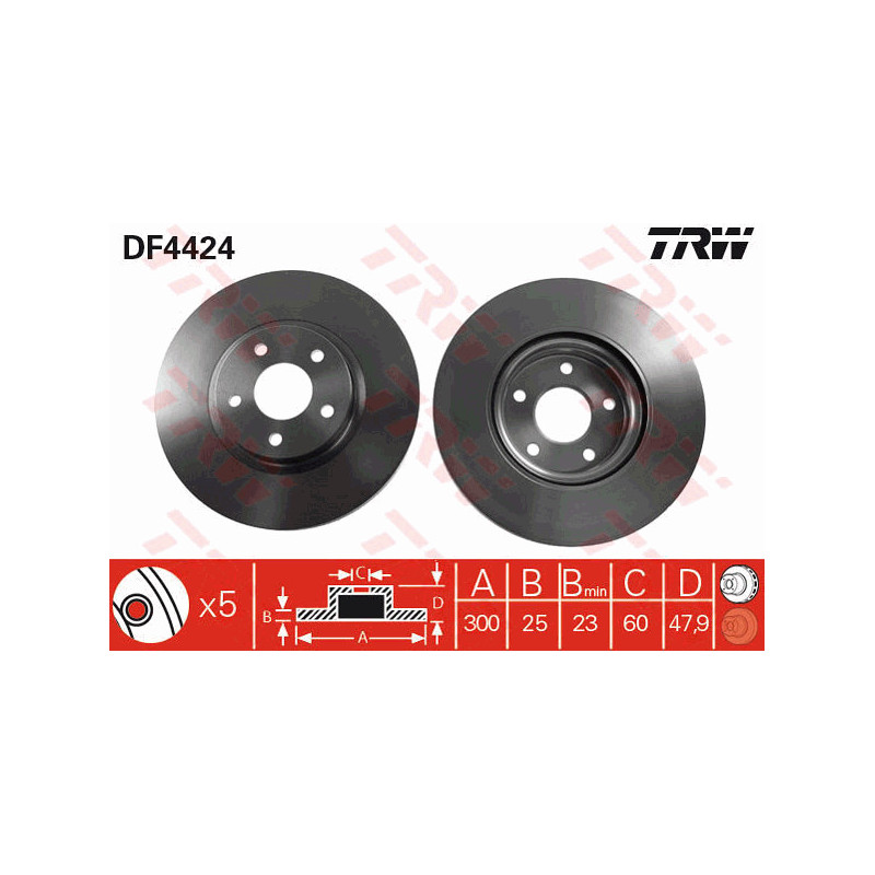 Jeu de 2 disques de frein TRW