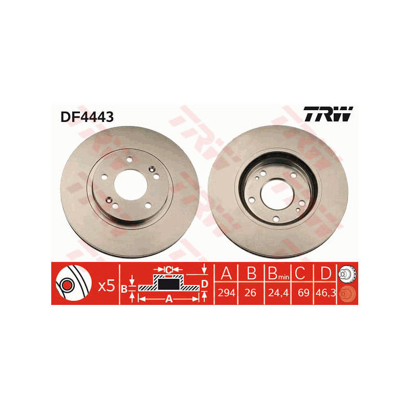 Jeu de 2 disques de frein TRW