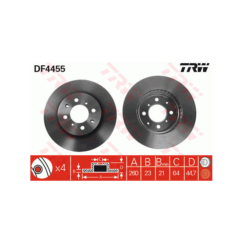 Jeu de 2 disques de frein TRW