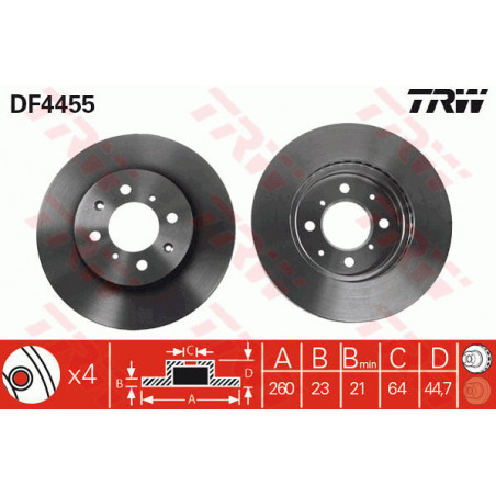 Jeu de 2 disques de frein TRW