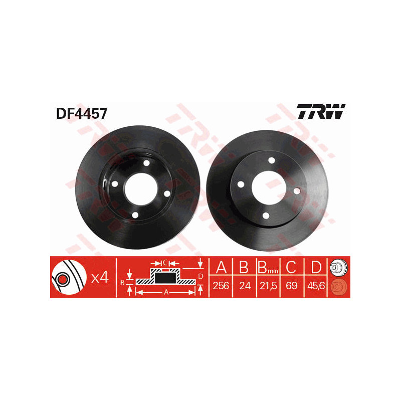 Jeu de 2 disques de frein TRW