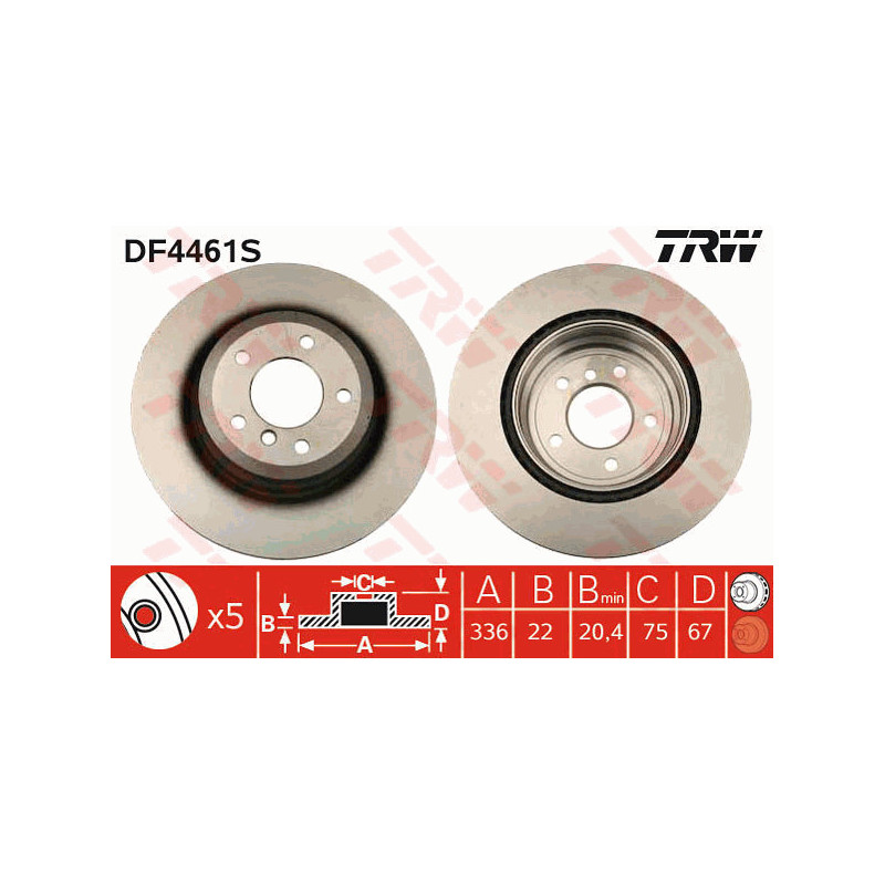 Jeu de 2 disques de frein TRW