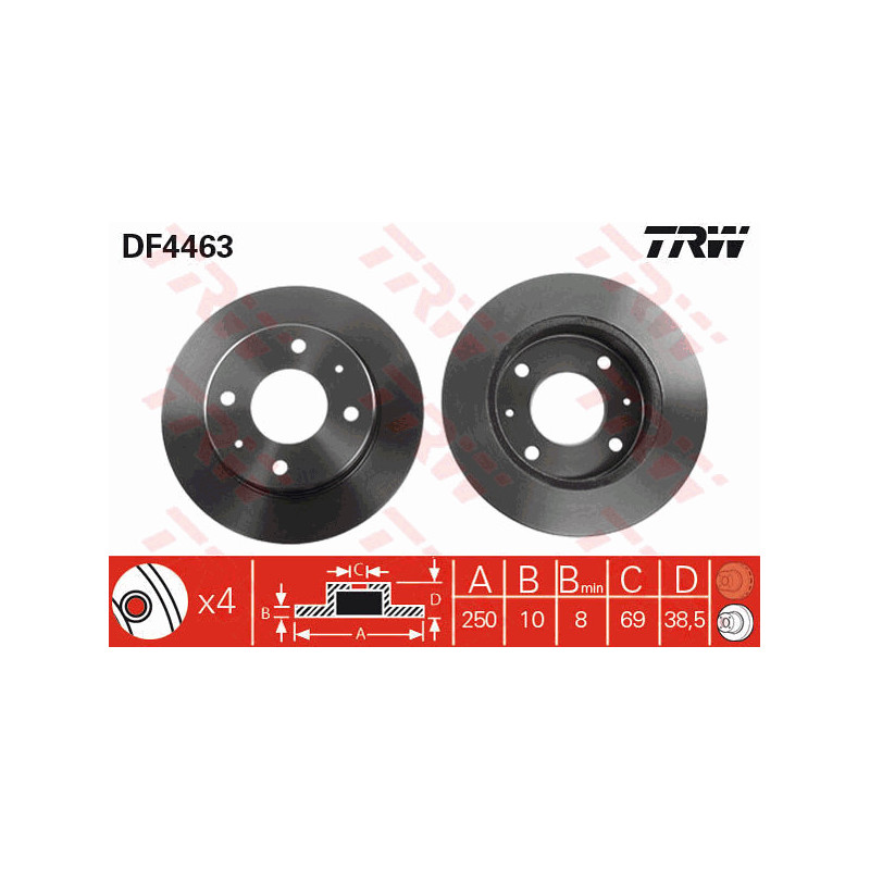 Jeu de 2 disques de frein TRW
