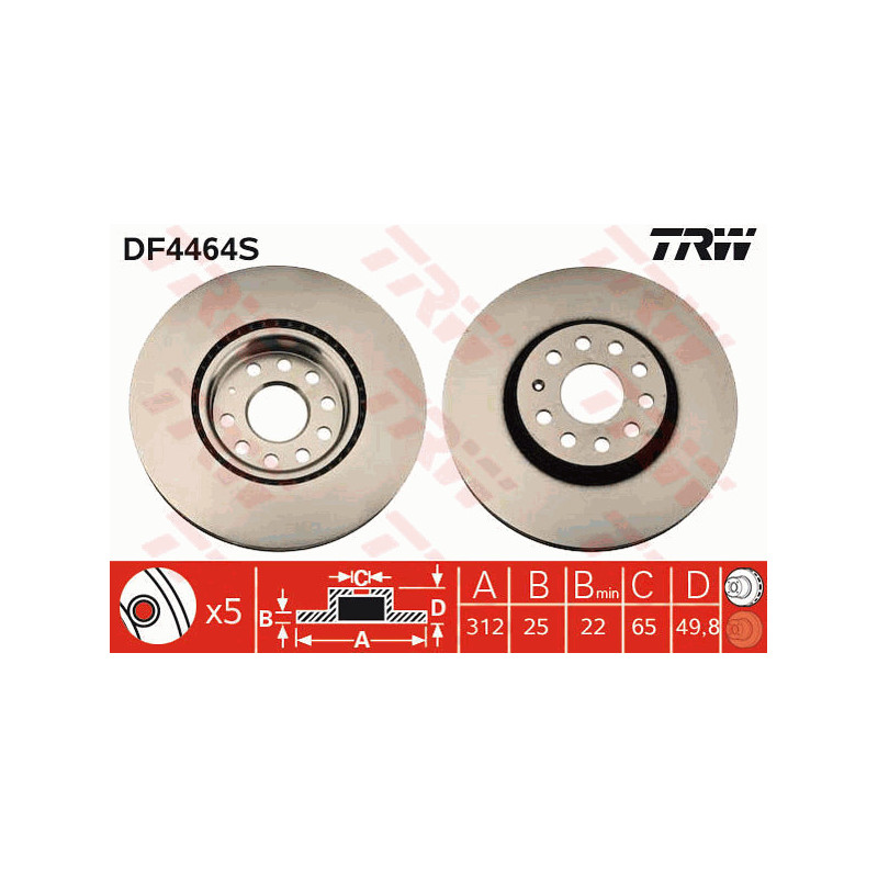 Jeu de 2 disques de frein TRW