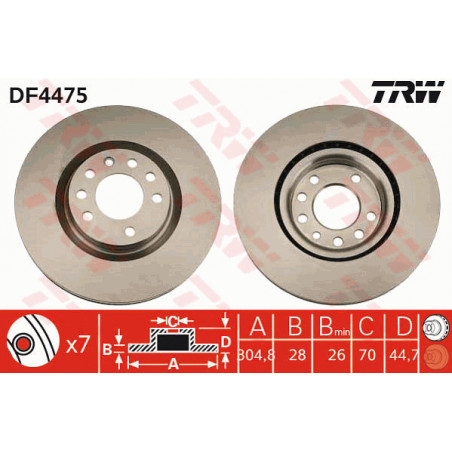 Jeu de 2 disques de frein TRW