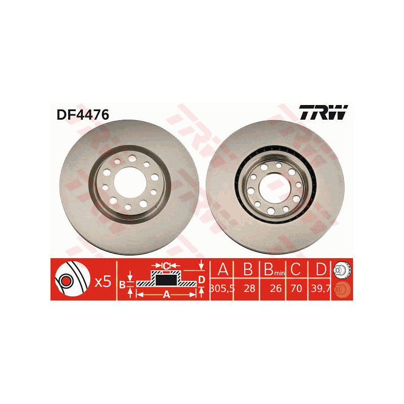 Jeu de 2 disques de frein TRW