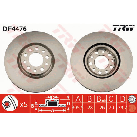 Jeu de 2 disques de frein TRW