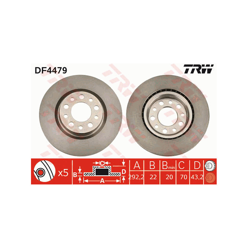 Jeu de 2 disques de frein TRW