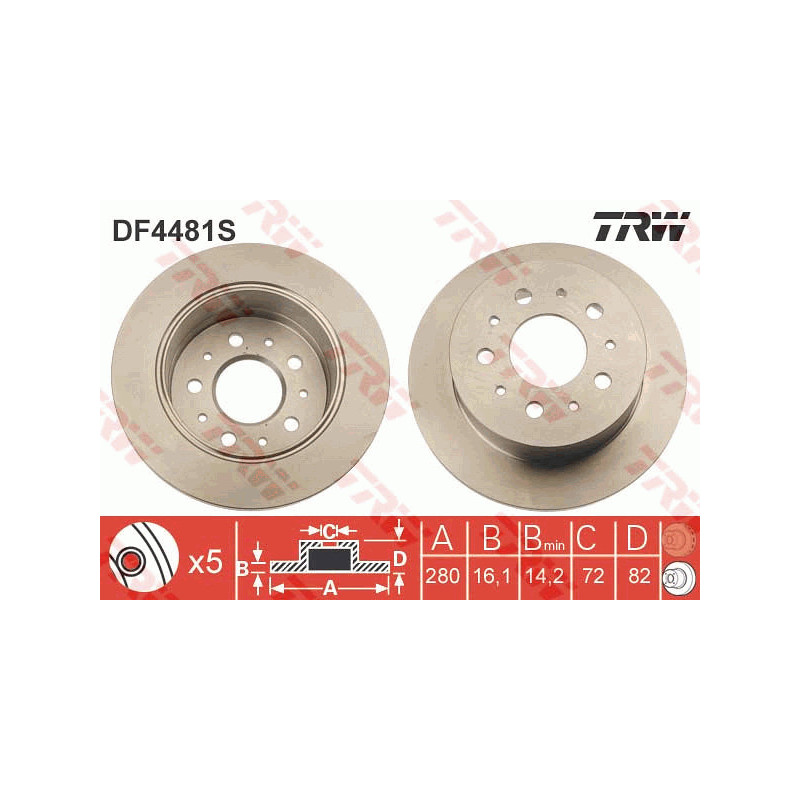 Jeu de 2 disques de frein TRW