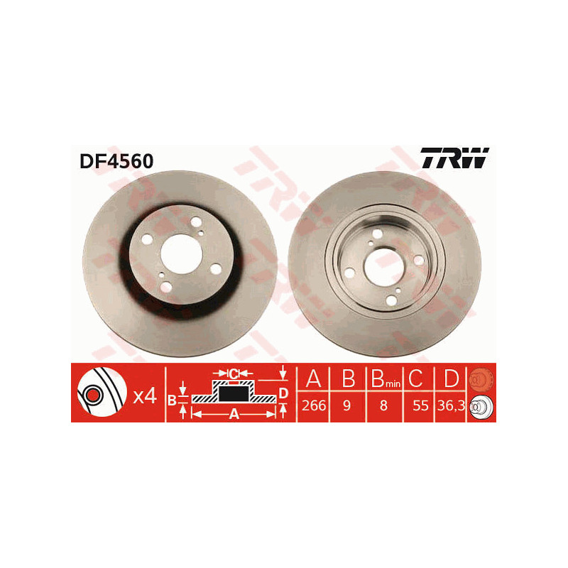 Jeu de 2 disques de frein TRW