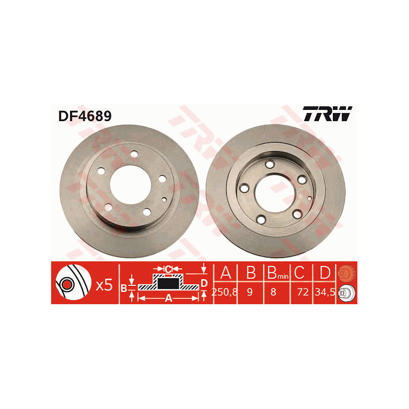 Jeu de 2 disques de frein TRW