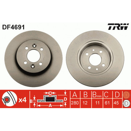 Jeu de 2 disques de frein TRW