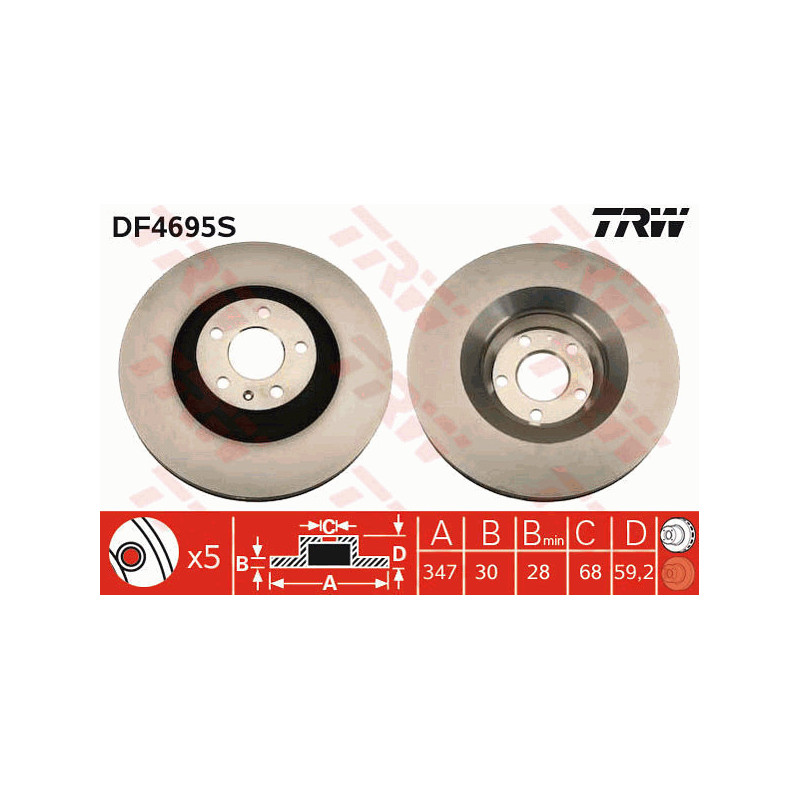 Jeu de 2 disques de frein TRW