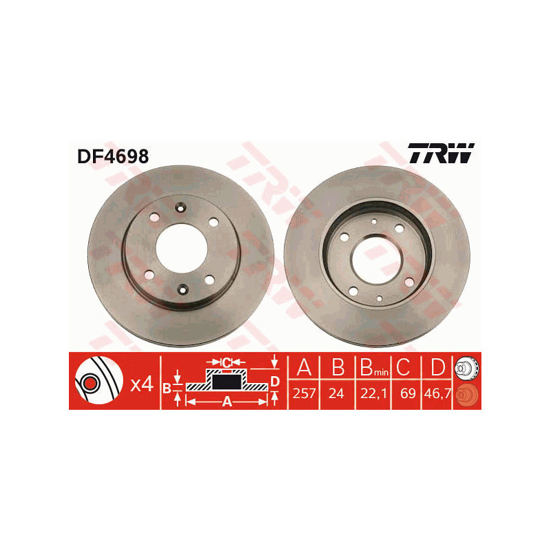 Jeu de 2 disques de frein TRW