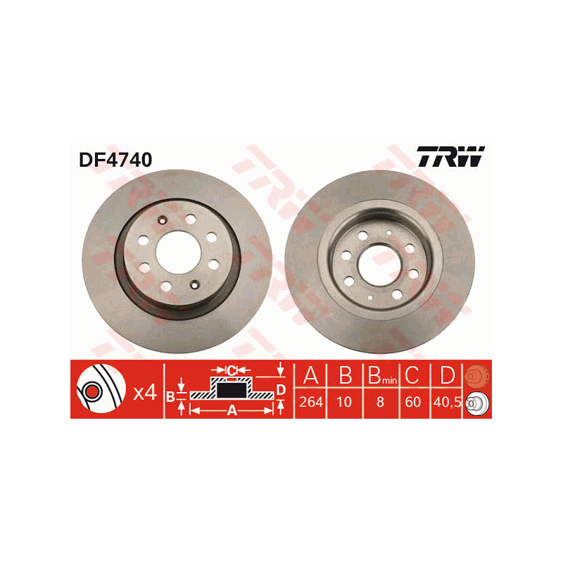 Jeu de 2 disques de frein TRW