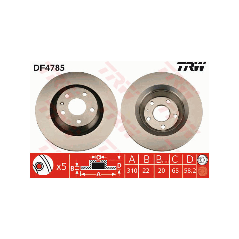 Jeu de 2 disques de frein TRW